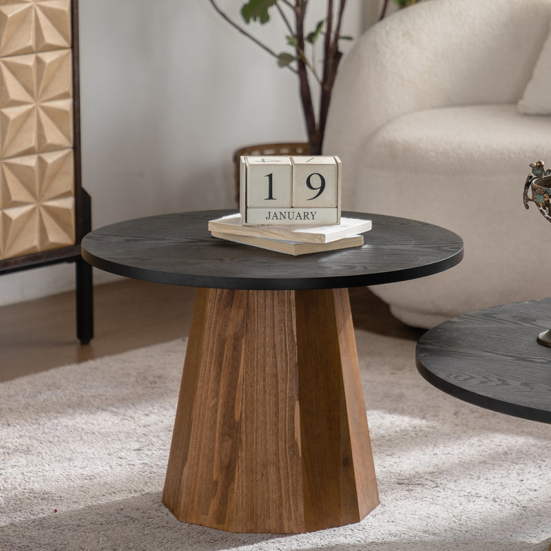 Round Wooden Coffee Table, 16.73" H x 23.62" W x 23.62" D
