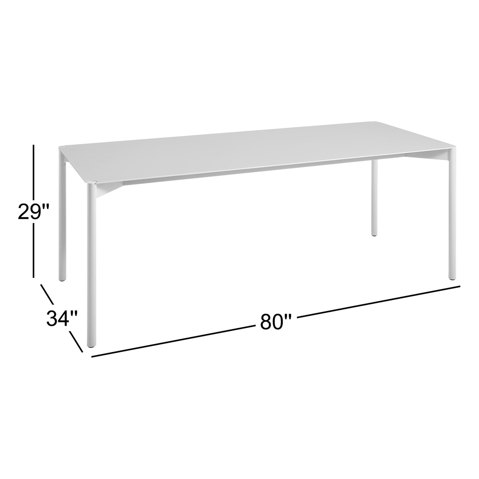 Comeuppance 80'' Metal Outdoor Dining Table, Gray Green