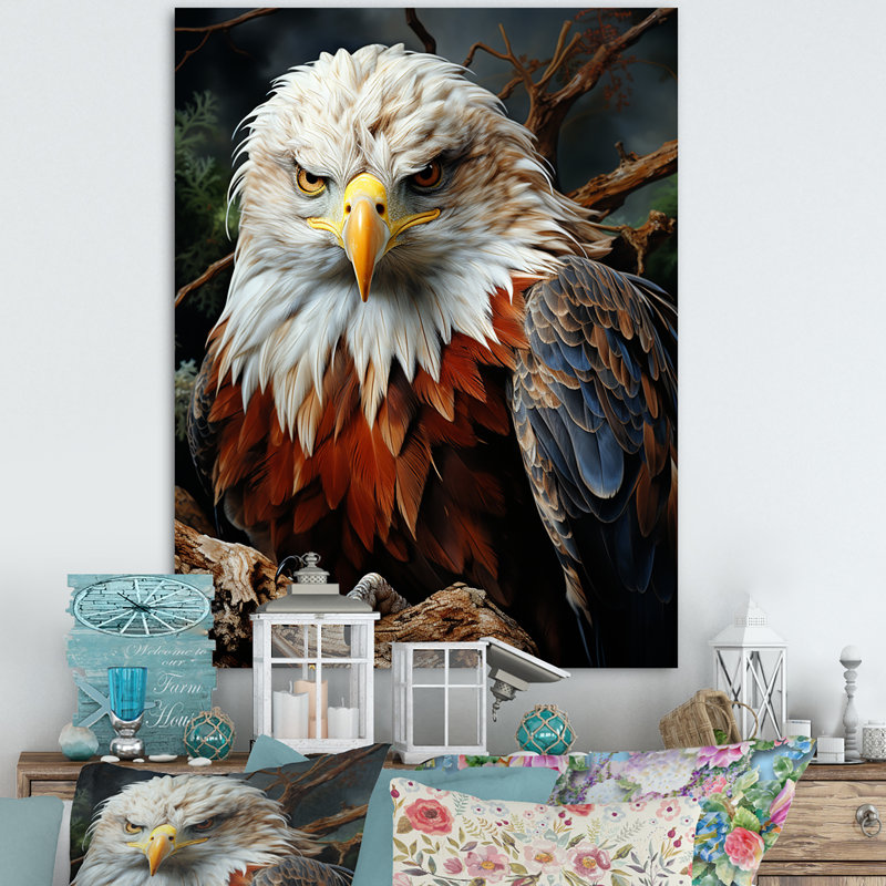 Prismatic Majestic Bold Eagle - aigle, art mural sur toile, Toile tendue, H 40 po x l 30 po x P 1,5 po