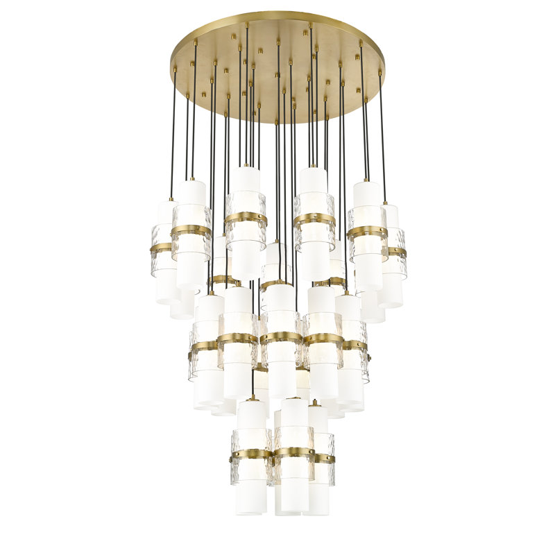 Lustre à niveaux multiples 27 lumières Bryelle, Or