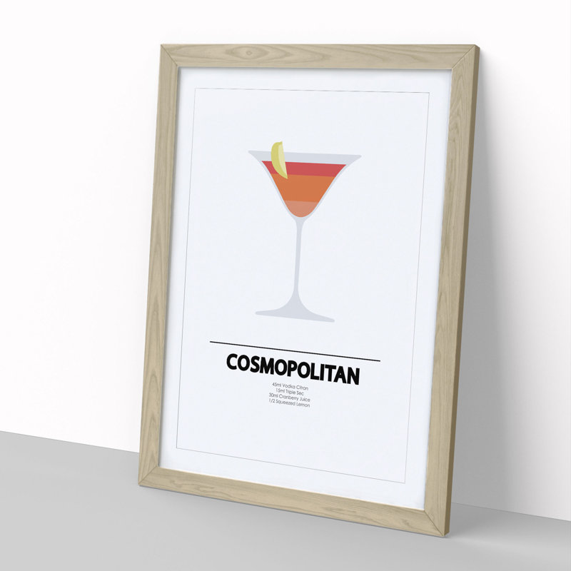 Cosmopolitan - Picture Frame Typography, Oak, 48cm H x 36cm W x 2cm D