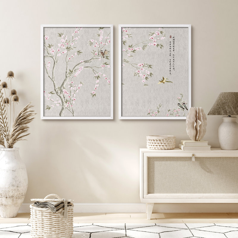Fleur de cerisier, Blanc / Blanc, H 10 po x l 8 po