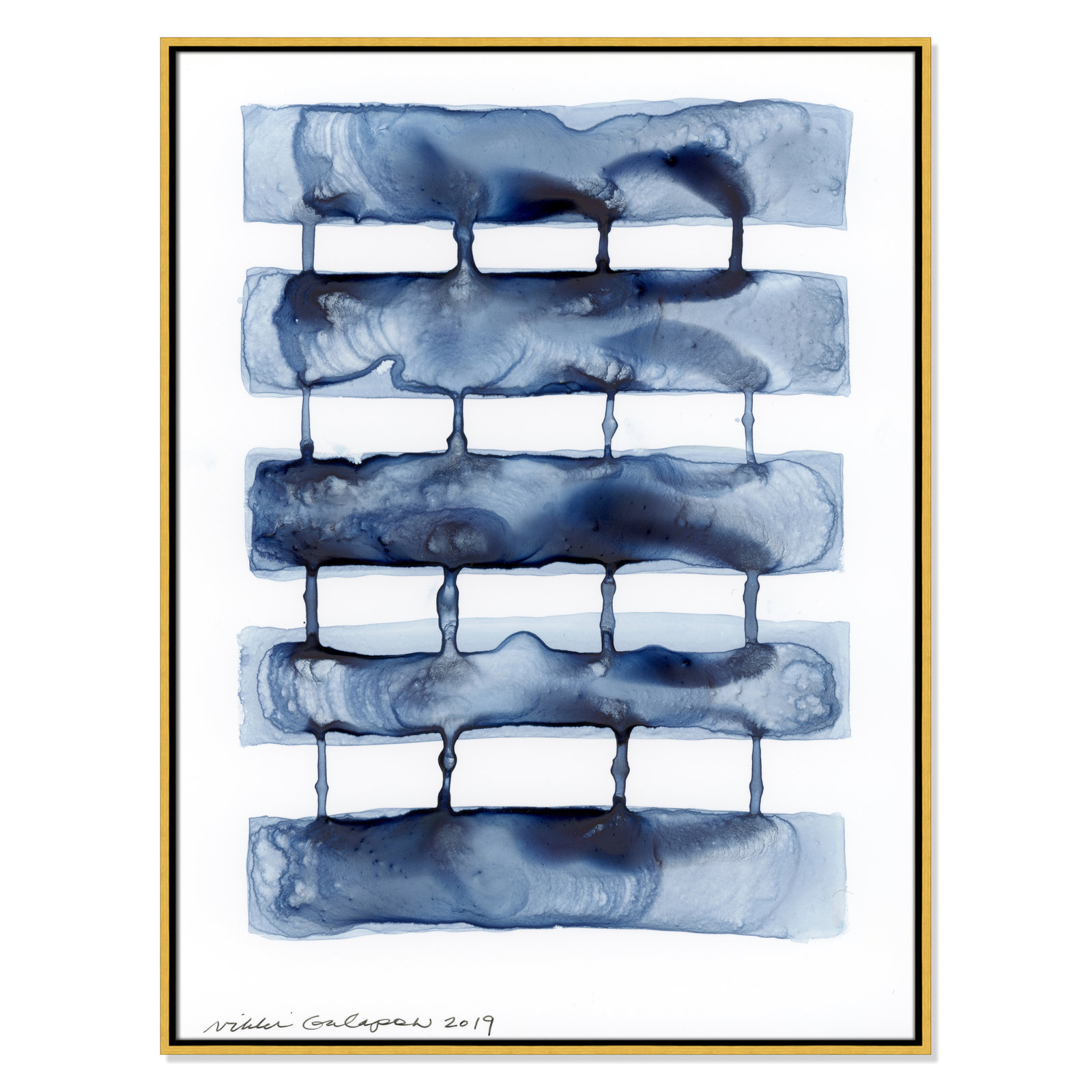 Gareth "Stitched Together I" Print by Nikki Galapon, 41.5" H x 31.5" W x 2" D, Gold Framed Canvas