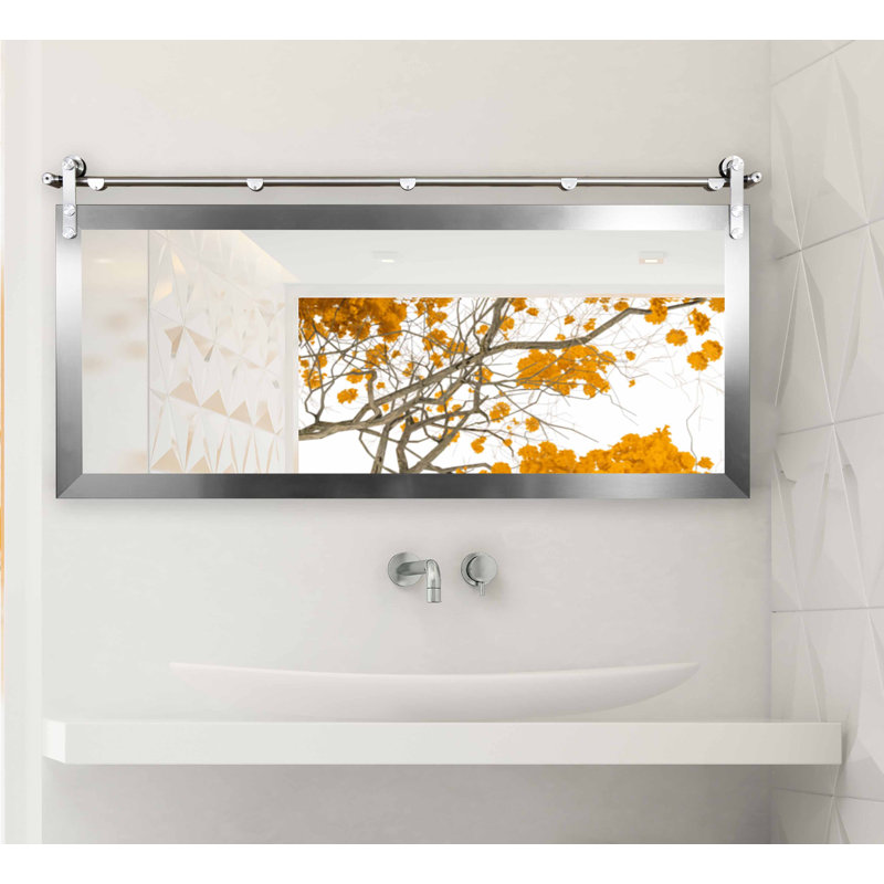 Miroir de salle de bain, Nickel brossé / Argent, 30 po x 45 po