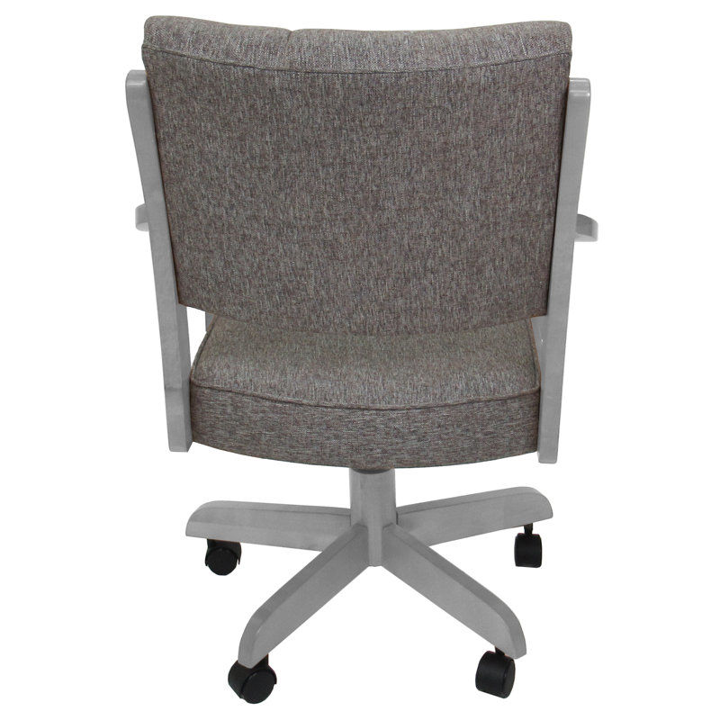 Evteka Dining Caster Chair with Arms, Mojave Gray, White