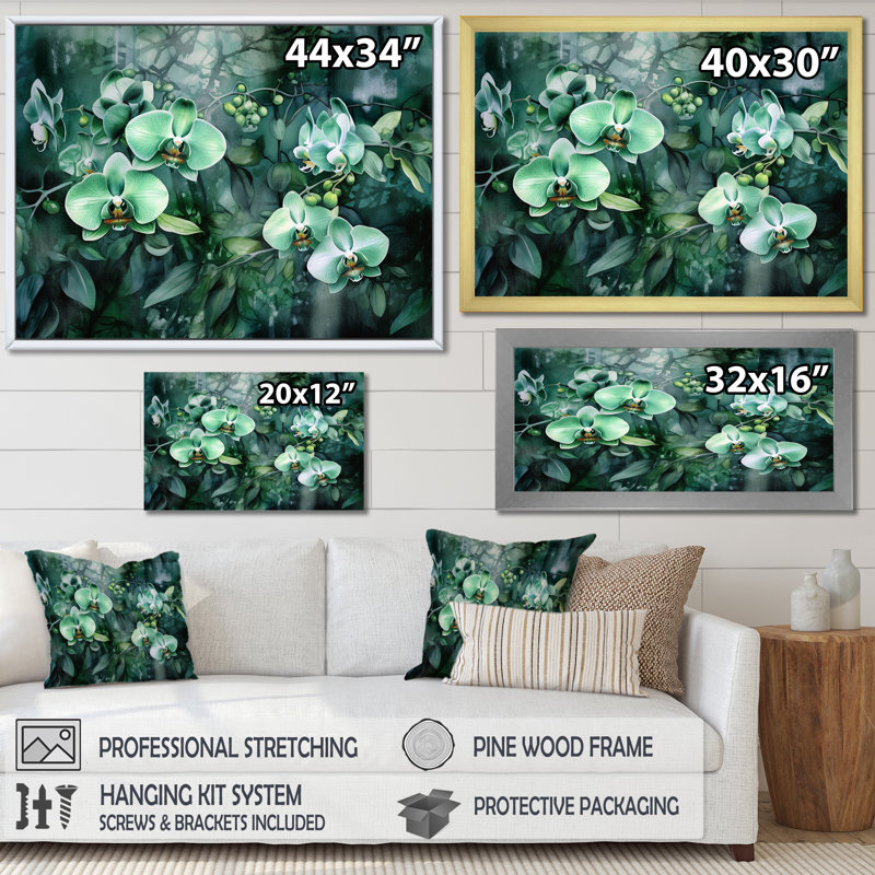 «Fantasy Green Orchid Dreamscapes II», reproduction sur toile, Toile tendue, H 12 po x l 20 po x P 1 po