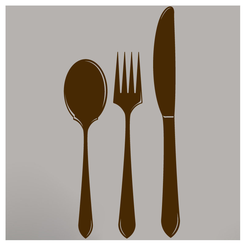 Adhésif décoratif cuillère fourchette, Brun