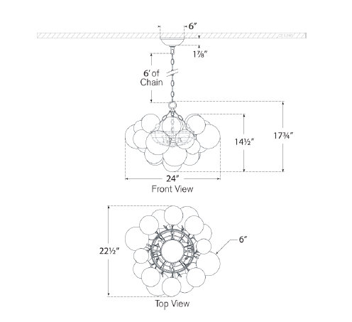 Julie Neill Talia Small Chandelier, Burnished Silver Leaf