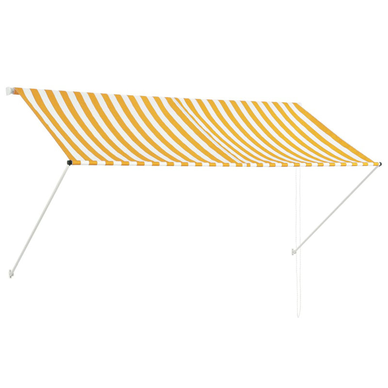 Retractable Awning with Bradde Chain Sunshade Shelter for Patio Outdoor, Striped Blue, 98.4" x 59.1"