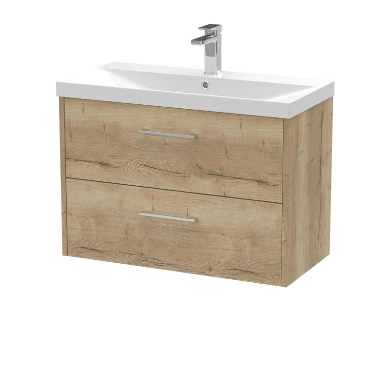 Juno 800mm Single Bathroom Vanity with Integrated Vitreous China Basin, Autumn Oak