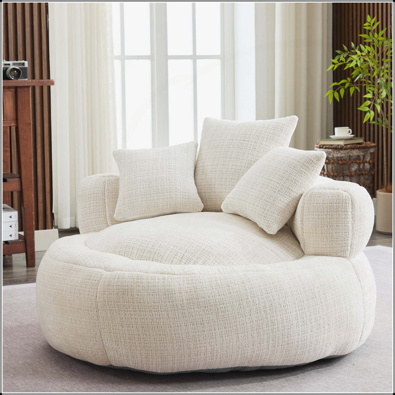 Pouf fauteuil, Chenille blanche