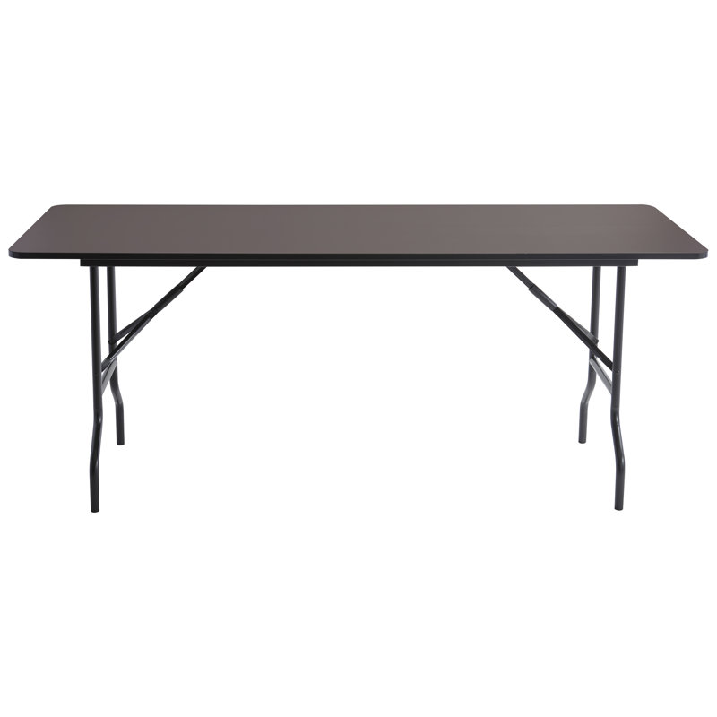 Walnut Wood-Laminate Folding Table with Steel Legs, 30" x 72"