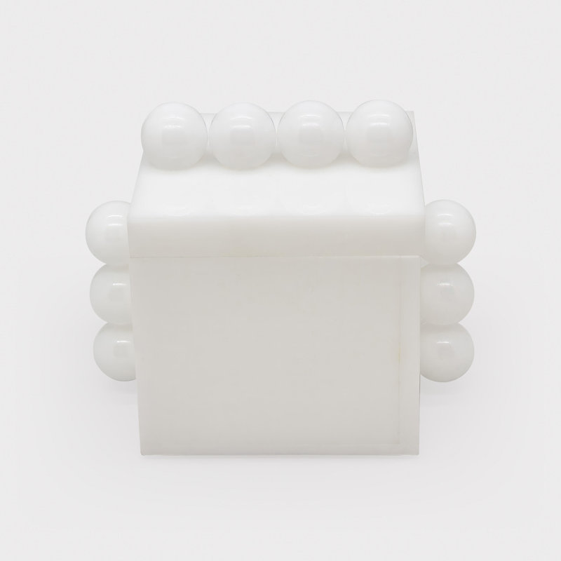 Acrylic Box w/Balls, 5.75" H x 6.75" W x 6.5" D, White