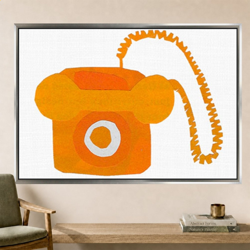 Orange téléphone rétro, Silver, 44" H x 64" W