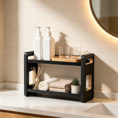 2-Tier Bathroom Countertop Organizer, Vanity Sink Shelf for Skin Care, Makeup, Cologne and Perfume Storage, Small Dresser Counter Storage