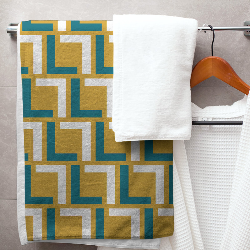 Serviette de bain, Gold/Teal/White
