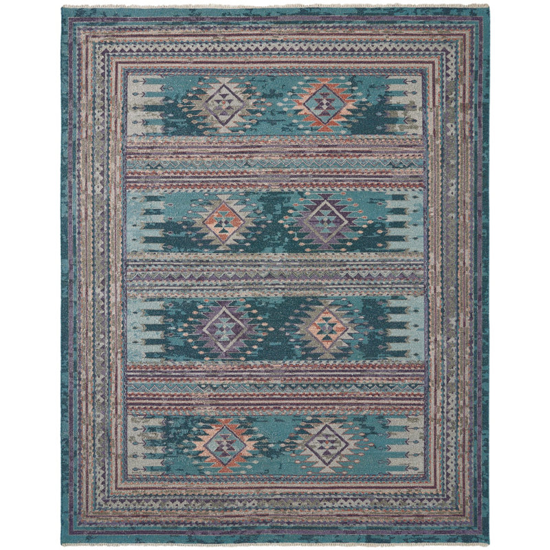 Zahara Hand Knotted Wool Area Rug, Rectangle 10' x 14'