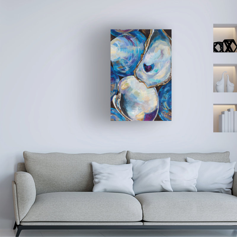 Matunuck Shells White and Blue Abstract Canvas Art