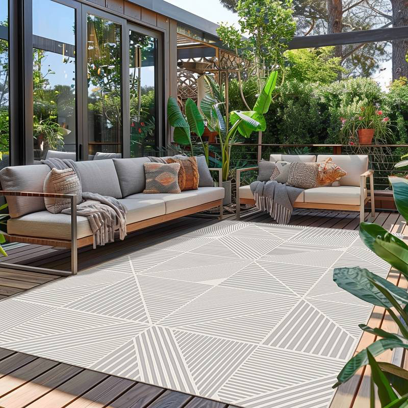 Tapis lavable en faux cachemire neutre, Rectangle 6 pi x 9 pi