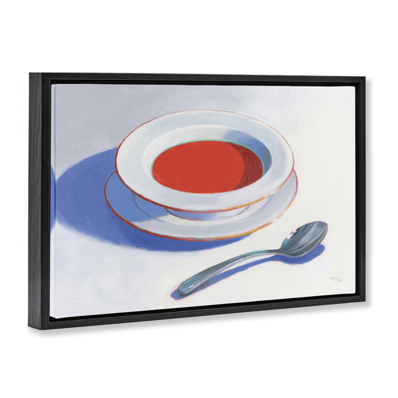 «Soup Du Jour», toile grise encadrée par Wellington Studio, Cadre flottant noir de jais, H 17 po x l 25 po