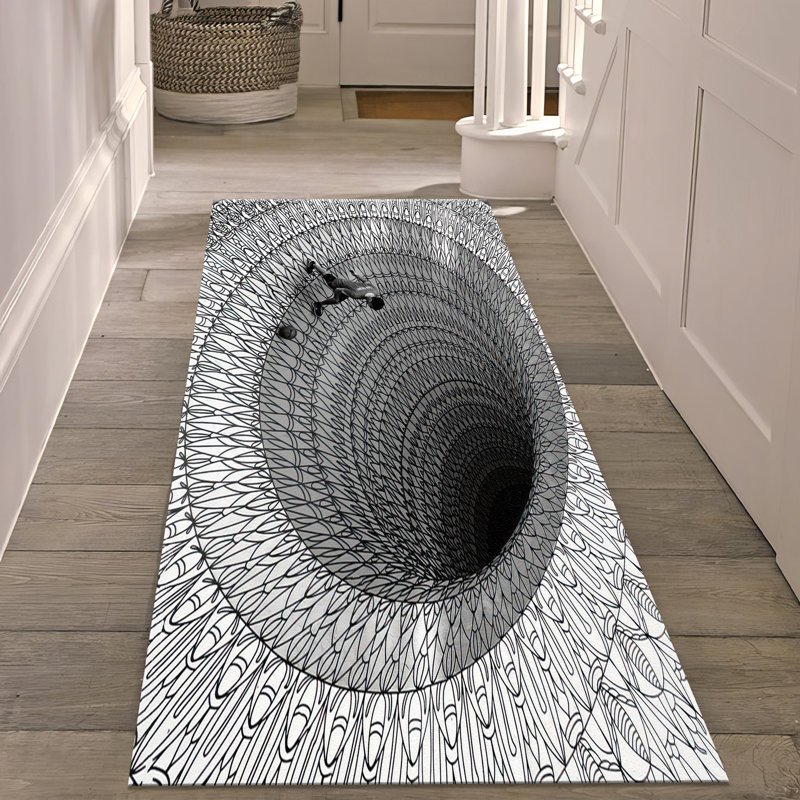 Floral Elegance Non Woven Thin Type Printed Rug for Sophisticated Interior Decor with Intricate Design, Runner 2'8" x 6'7"