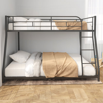 Metal Twin Over Full Bunk Bed/ Heavy-Duty Sturdy Metal/ Noise Reduced/ Squeak Free/ Wooden Slat/ No Box Spring Needed