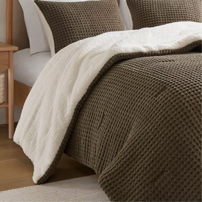Waffle Knit Chenille Comforter Set Twin, Twin Comforter + 2 Shams