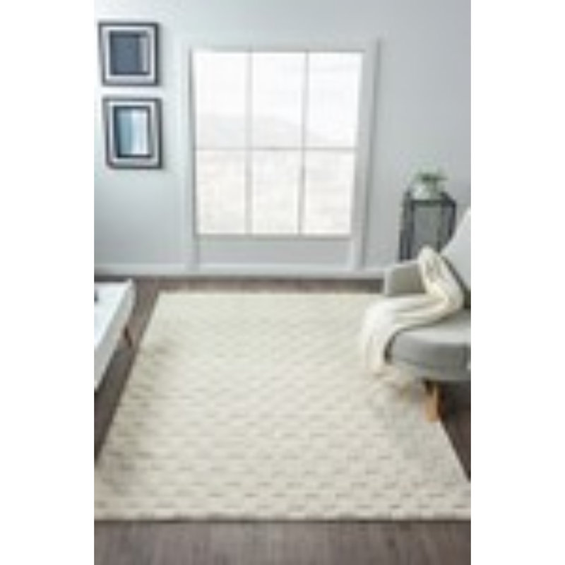 Tapis tissé luxueux, couleur crème, 4,6 x 6,6 pieds | 100% polyester, hauteur des poils de 1,0 po, 1750 g / m² | Semelle en jute durable, compatible avec les aspirateurs | Ajout élégant pour le salon et la chambre à coucher