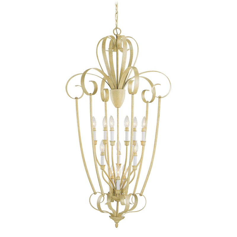 Glena 12-Light Indoor Golden Coral Tiered Candelabra Chandelier 