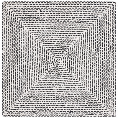 Tapis tressé 260 en noir / ivoire