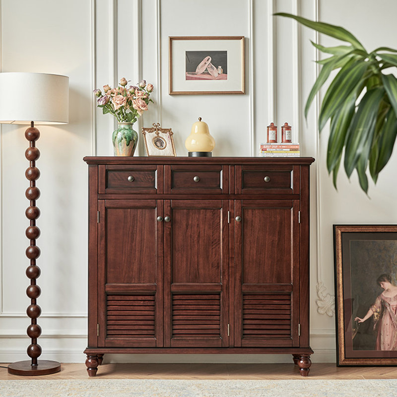 14 Pair Solid Wood Shoe Storage Cabinet