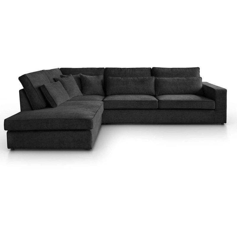 Qualee 6 Seater Sofa & Chaise, Black, Left Hand Facing