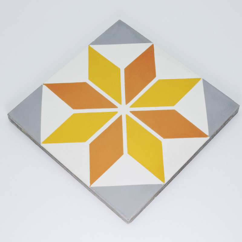 Assila 8" x 8" Cement Patterned Wall & Floor Tile, Blue/Orange