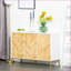 Buffet Buffet, rangement rustique moderne à 3 portes avec chevron et amp; Tablettes réglables | Panneau de fibres à densité moyenne et pieds en acier