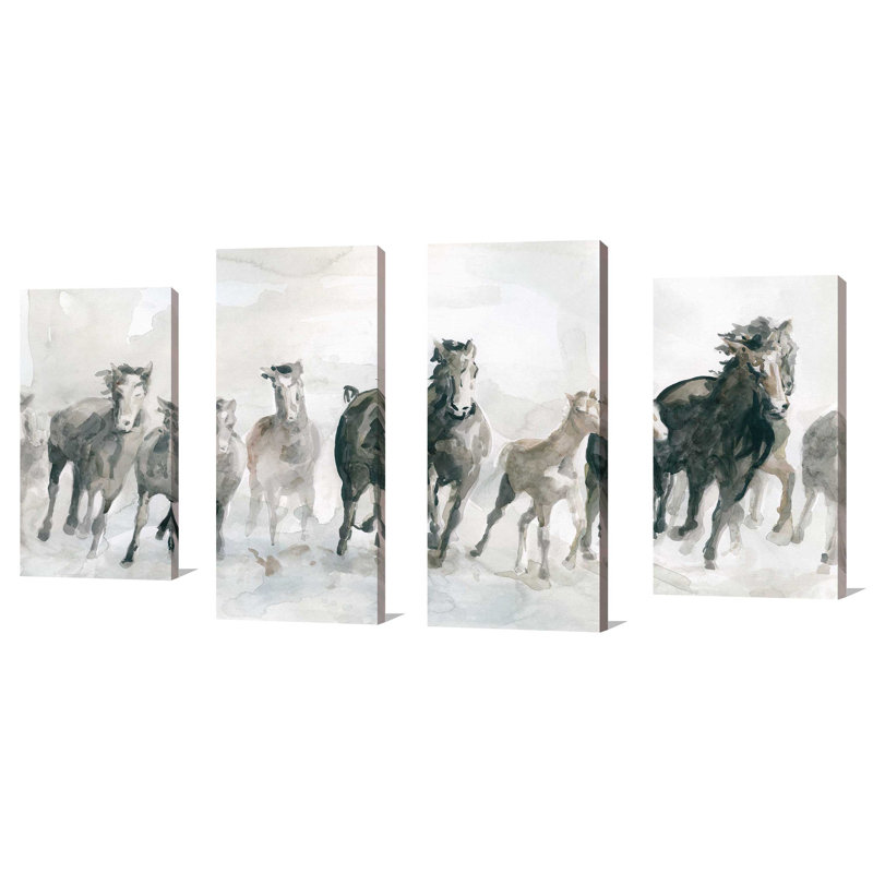 « Running Wild »-ensemble de 4 reproductions d’art sur toile tendue, H 30 po x l 56 po x P 1 po
