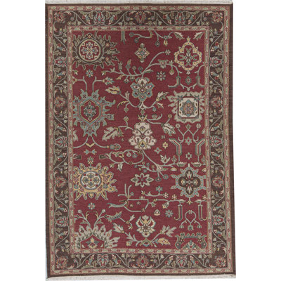 Tapis rouille et aubergine de haute qualité noué à la main