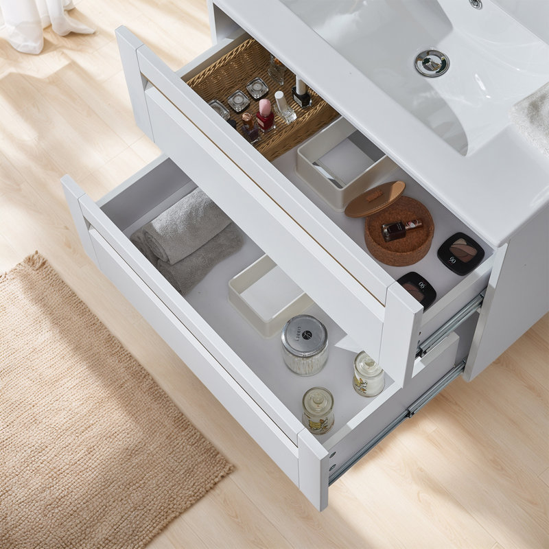 Ensemble de meuble-lavabo mural simple 30 po Danube, Blanc