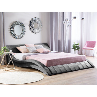 Cuellar Upholstered Velvet Sleigh Bed with Mattress