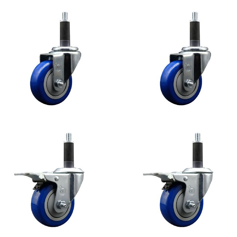 Ensemble de roulettes extensibles Poly, 3,5 po x 1 po, Bleu