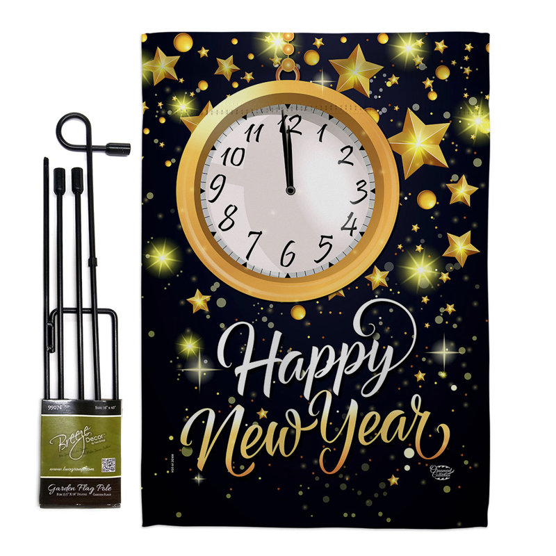 Double Sided 18.5'' H x 13'' W Polyester New Year's Flag Set