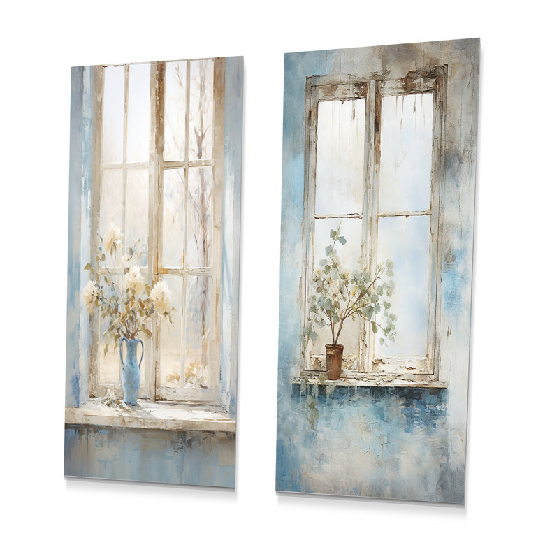 Ensemble de 2 fenêtres murales blanches et bleues, H 28 po x l 24 po