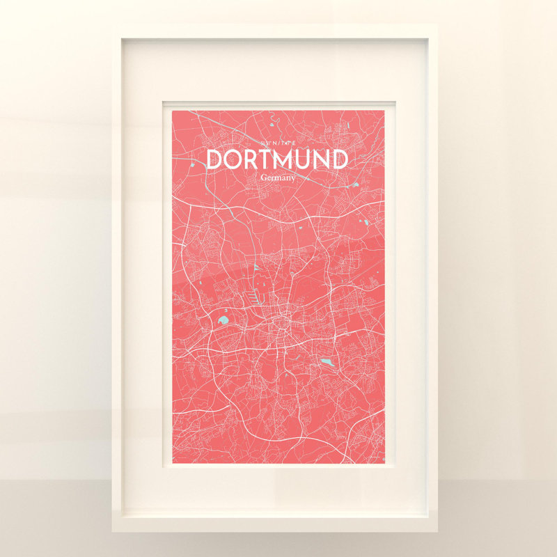 Dortmund City Map In Maritime - No Frame Print, 17cm H x 11cm W x 0.05cm D
