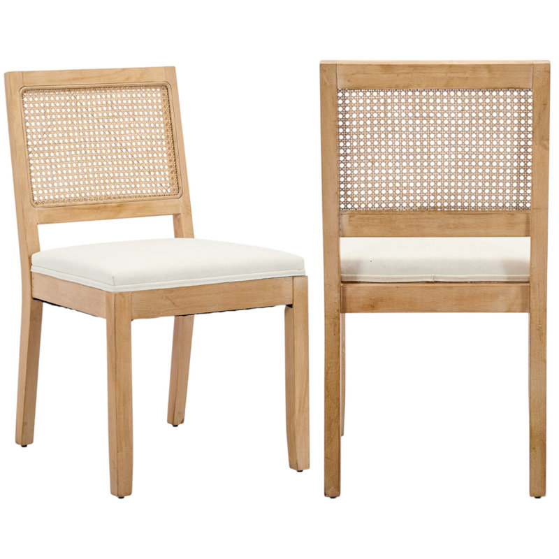 Chaises de salle à manger en rotin de style campagnard moderne Amando, Beige
