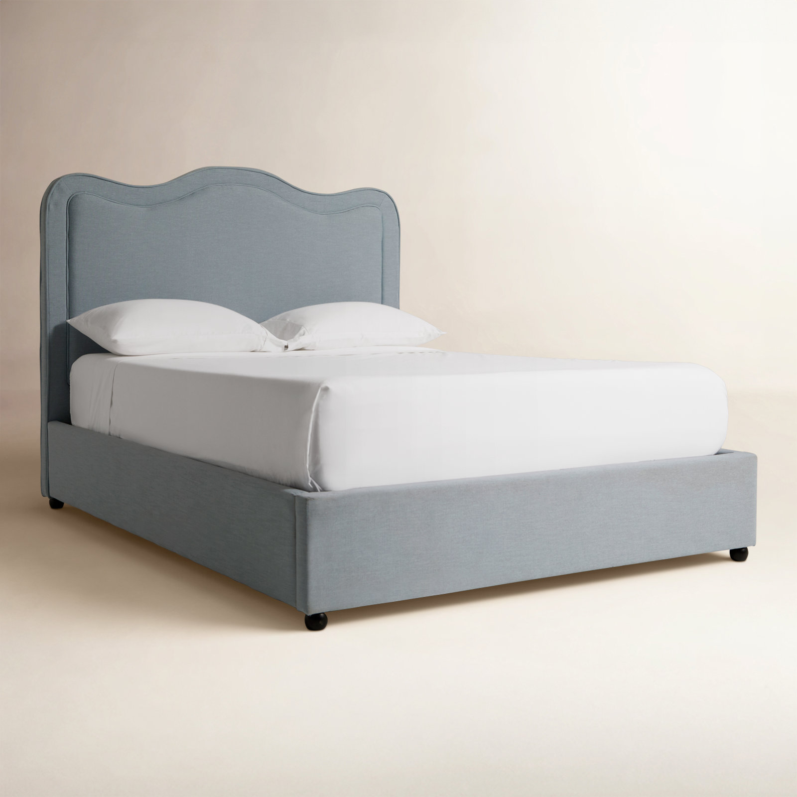 Felix Linen Upholstered Bed, Queen, Light Blue Performance Linen
