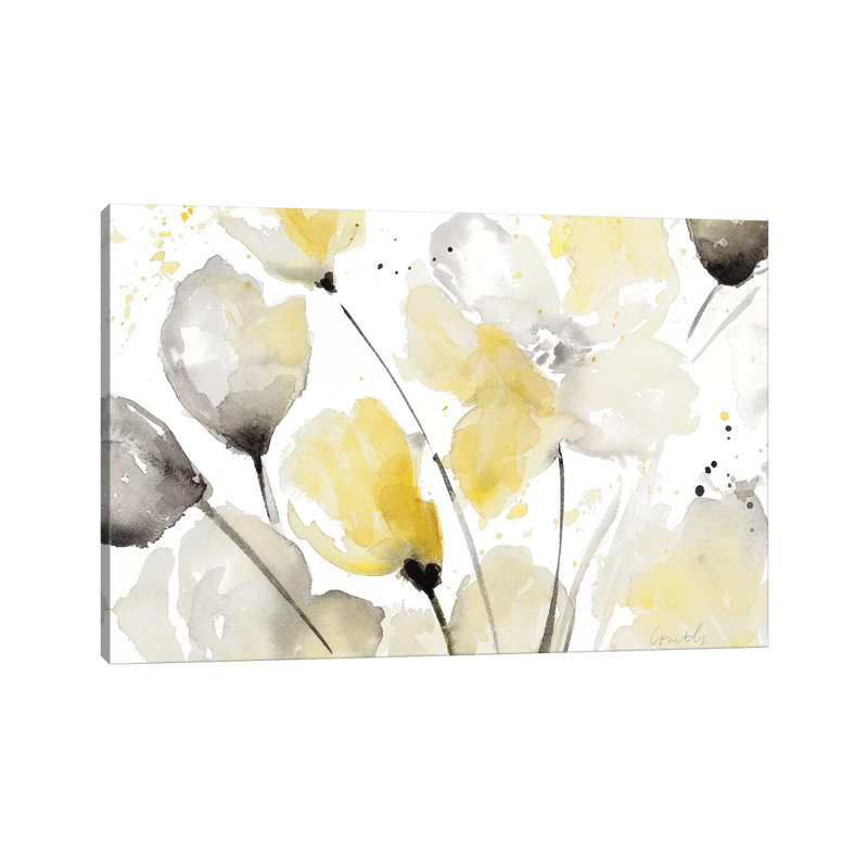 Reproduction d’art abstrait floral neutre II par Lanie Loreth, Pas de tapis, H 26 po x l 40 po x 1,5 po, Toile tendue