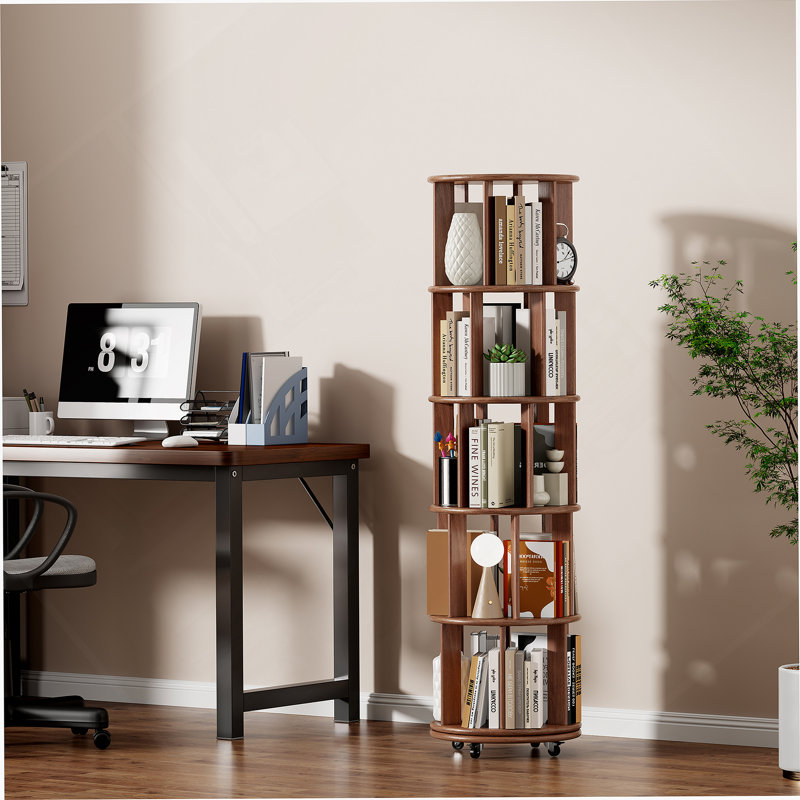 Rotating Bookshelf With Wheels, Round Bookcase, 360° Spinning Book Shelf Tower For Small Space