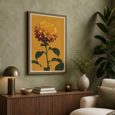 Golden Chrysanthemum Botanical - Wrapped Canvas