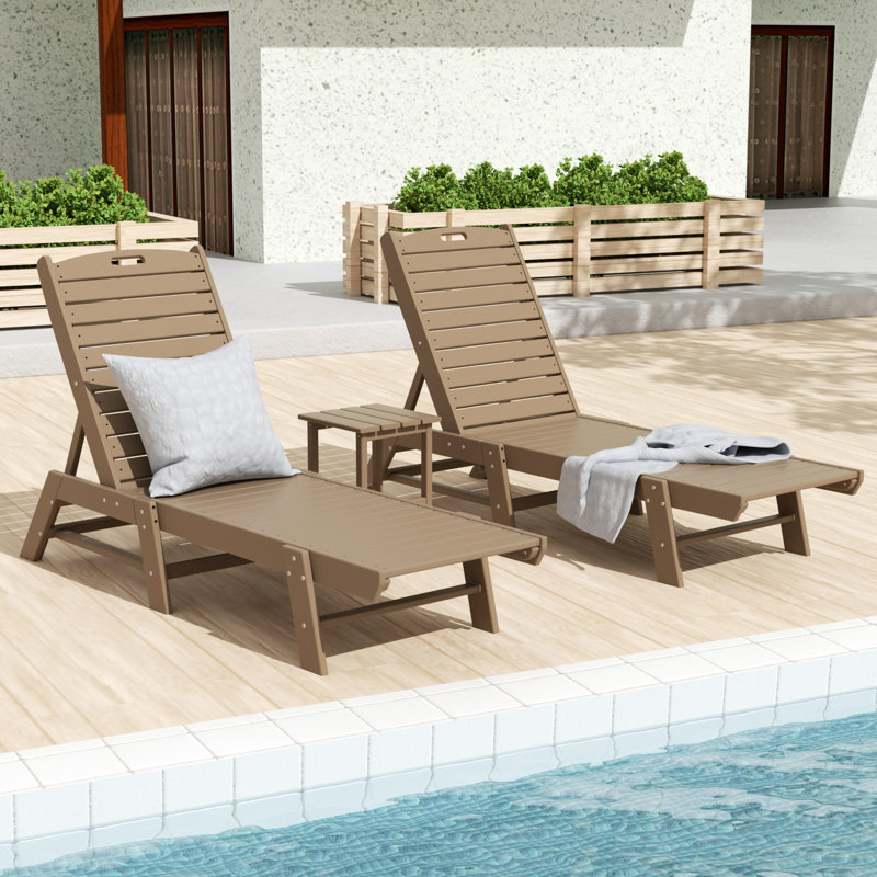 Laguna Outdoor Chaise Lounge Set with Table, Brown