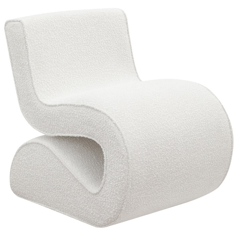 Chaise courbée sans accoudoirs Leena, Tissu blanc