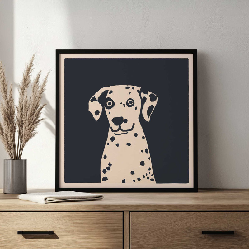 «Hey Spotty Dog» par Sary and Saff, reproduction d'art, H 12 po x l 12 po, Doré